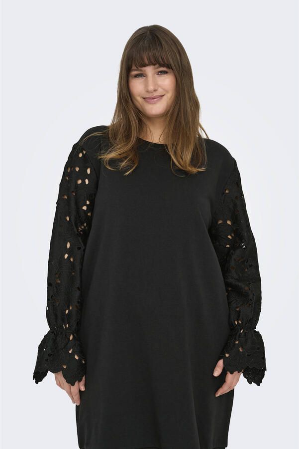 ONLY CARMAKOMA sweatjurk broderie zwart