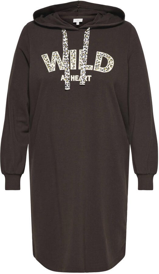 ONLY CARMAKOMA sweatjurk met tekstprint Plus Size bruin