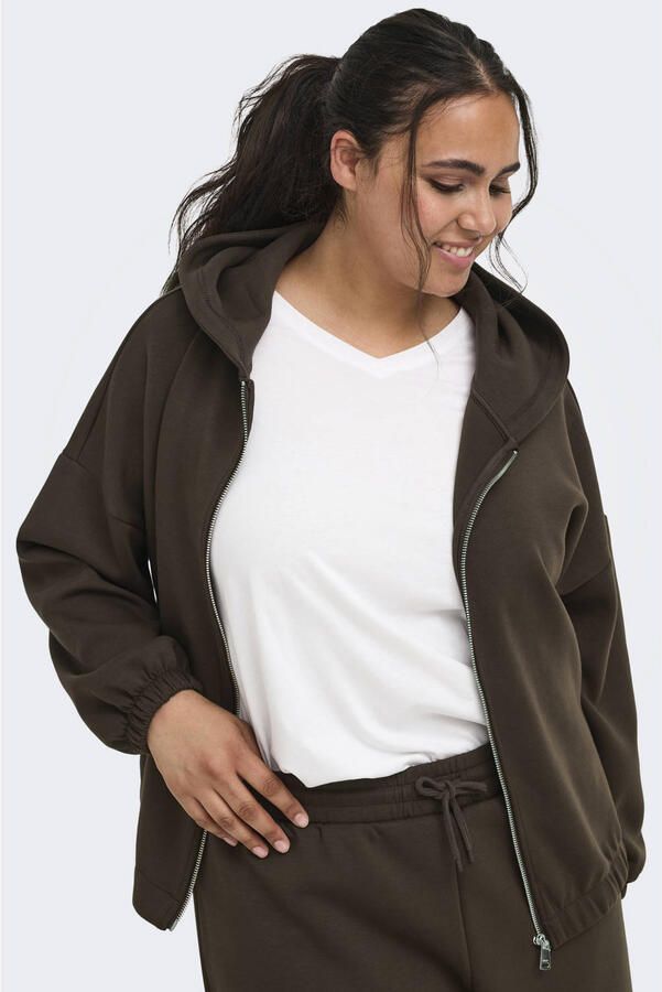 ONLY CARMAKOMA sweatvest Plus Size bruin - Foto 3