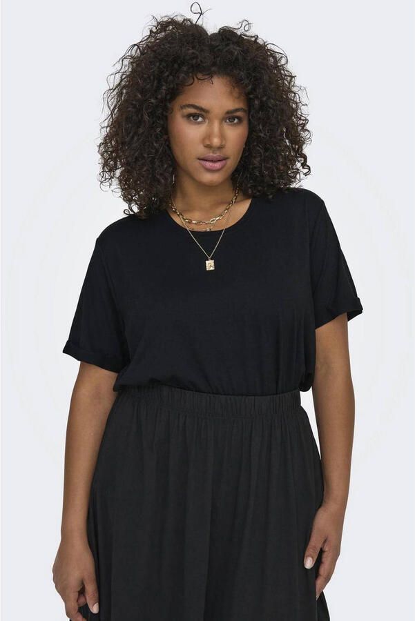 ONLY CARMAKOMA Shirt met korte mouwen CARMOSTER S S FOLD UP TOP JRS NOOS