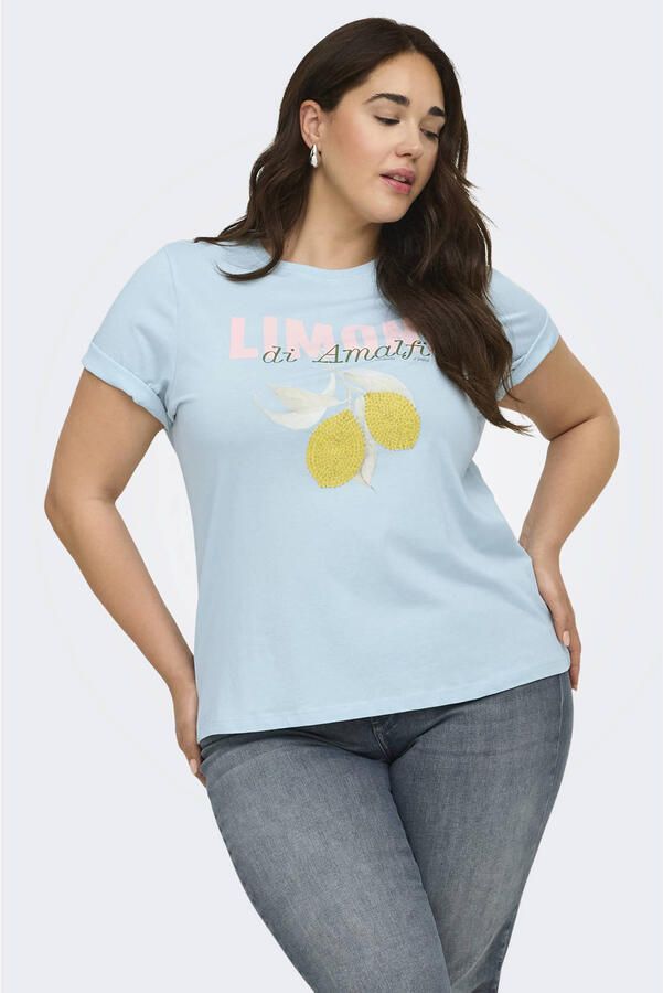 ONLY CARMAKOMA T-shirt lichtblauw