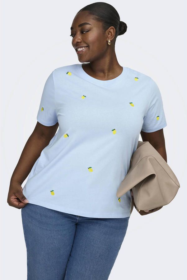 ONLY CARMAKOMA T-shirt lichtblauw - Foto 3