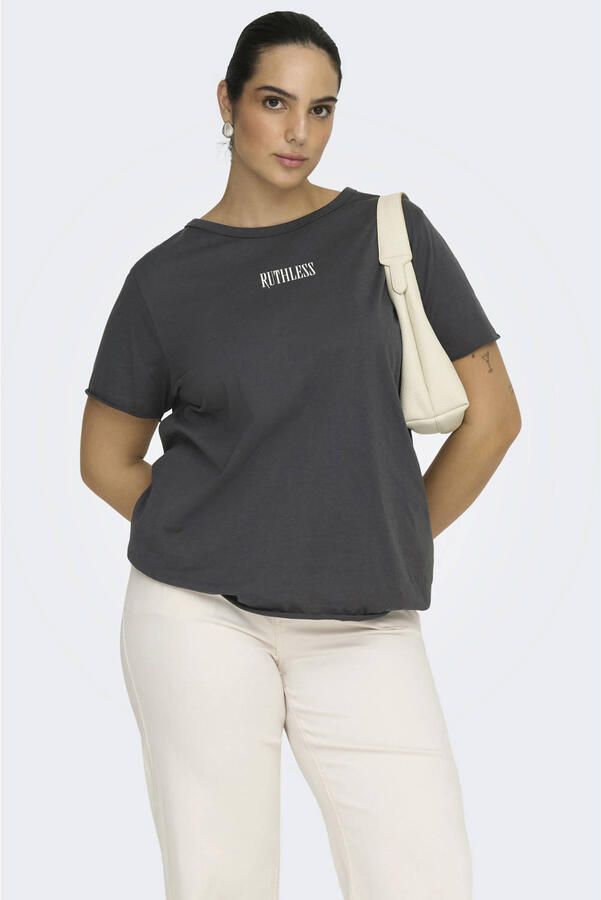 ONLY CARMAKOMA T-shirt met backprint antraciet