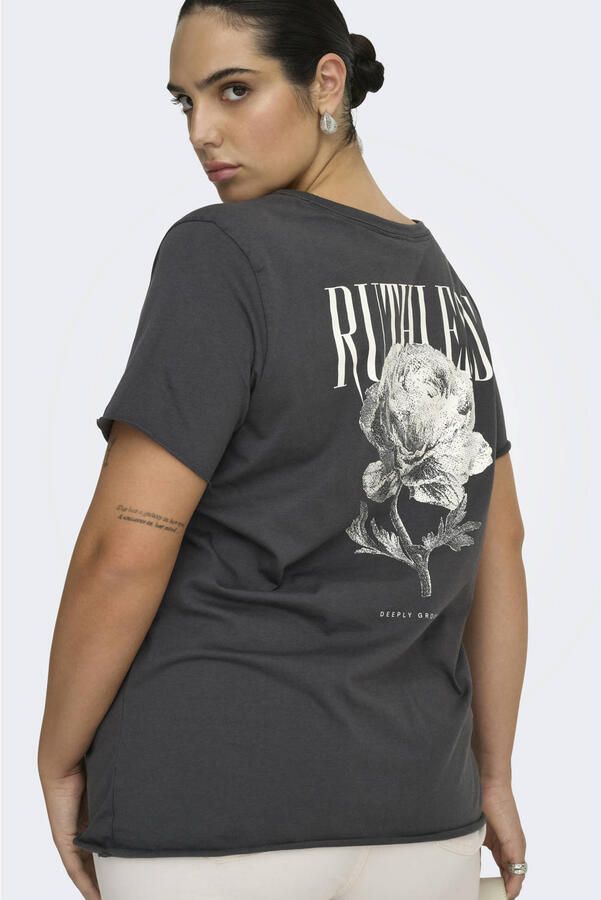 ONLY CARMAKOMA T-shirt met backprint antraciet - Foto 3