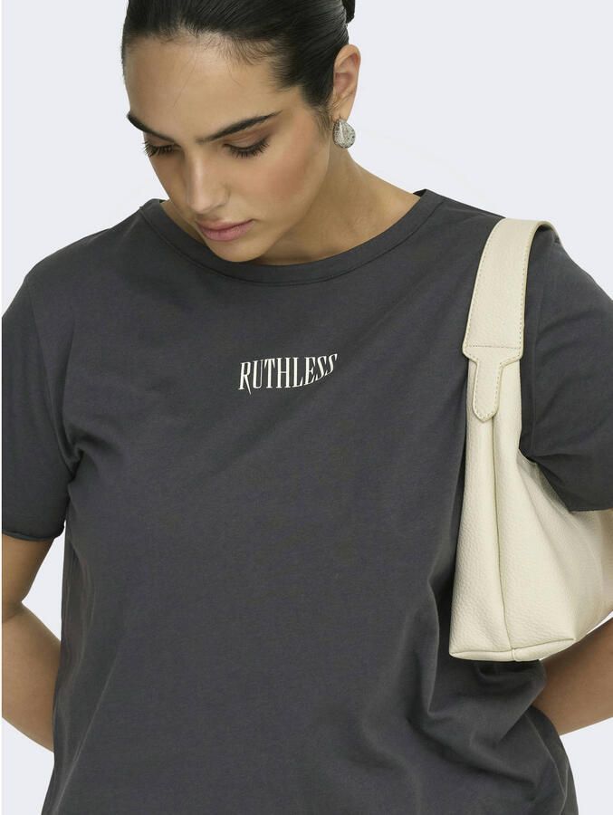 ONLY CARMAKOMA T-shirt met backprint antraciet - Foto 2