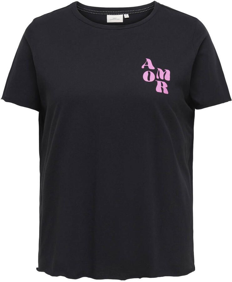 ONLY CARMAKOMA T-shirt met backprint Plus Size zwart