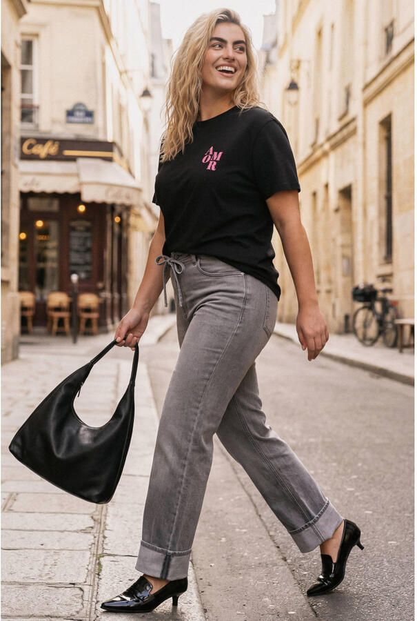 ONLY CARMAKOMA T-shirt met backprint Plus Size zwart - Foto 3