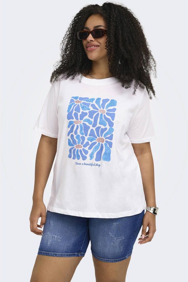 ONLY CARMAKOMA T-shirt met backprint wit