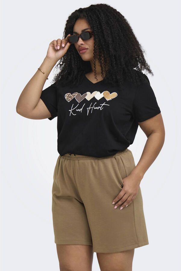 ONLY CARMAKOMA T-shirt met borduursels Plus Size zwart