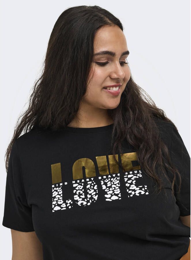 ONLY CARMAKOMA T-shirt met tekstprint Plus Size zwart - Foto 2