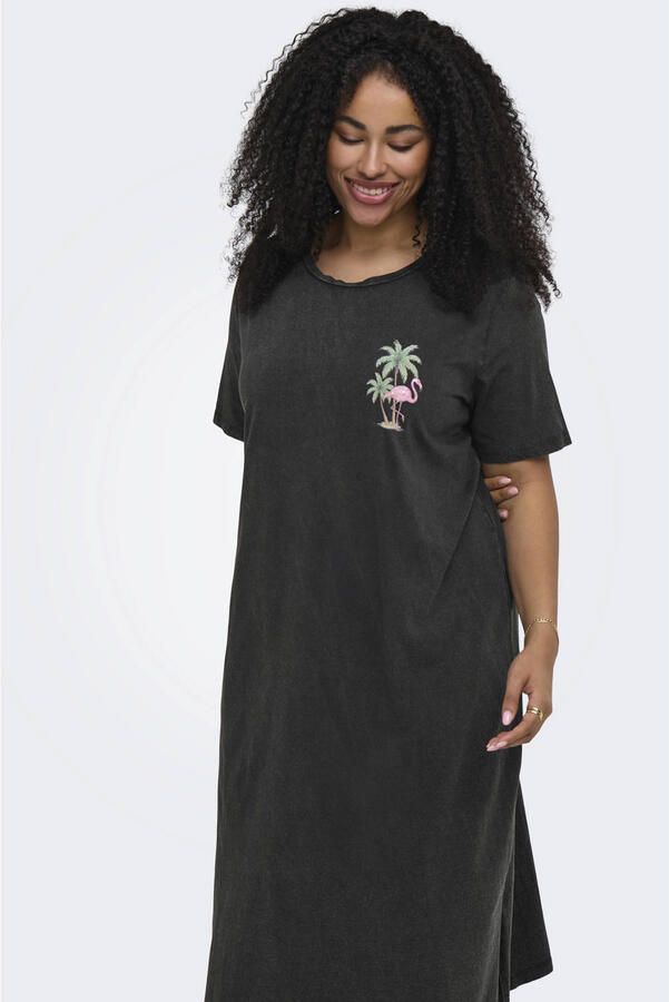 ONLY CARMAKOMA T-shirtjurk met backprint zwart