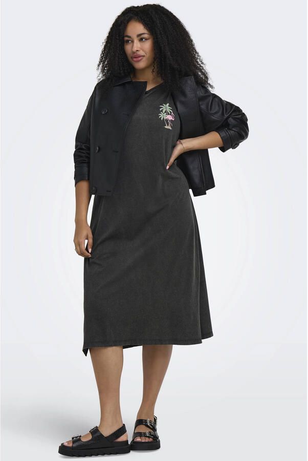 ONLY CARMAKOMA T-shirtjurk met backprint zwart - Foto 2