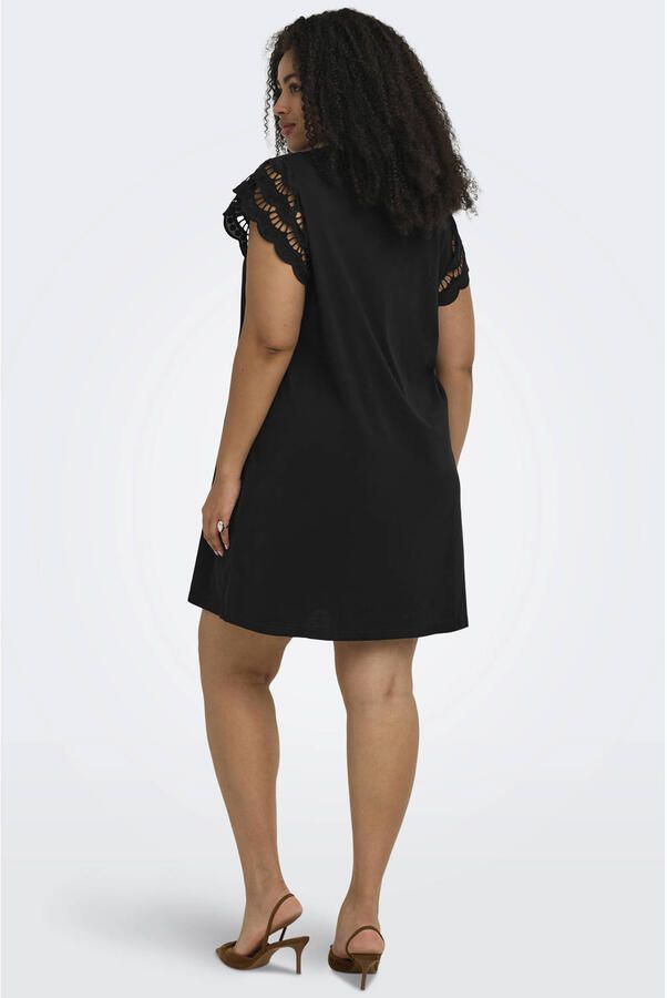 ONLY CARMAKOMA T-shirtjurk met broderie zwart - Foto 2