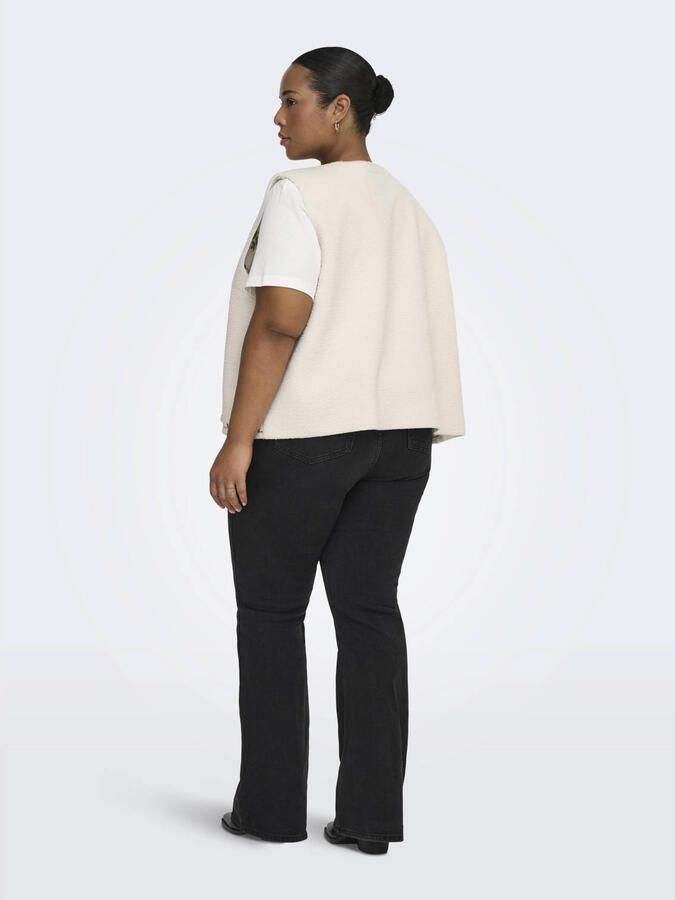 ONLY CARMAKOMA teddy gebloemde gilet ecru - Foto 2
