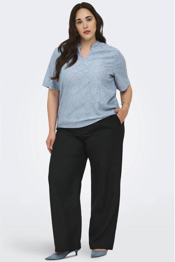 ONLY CARMAKOMA top broderie blauw - Foto 3