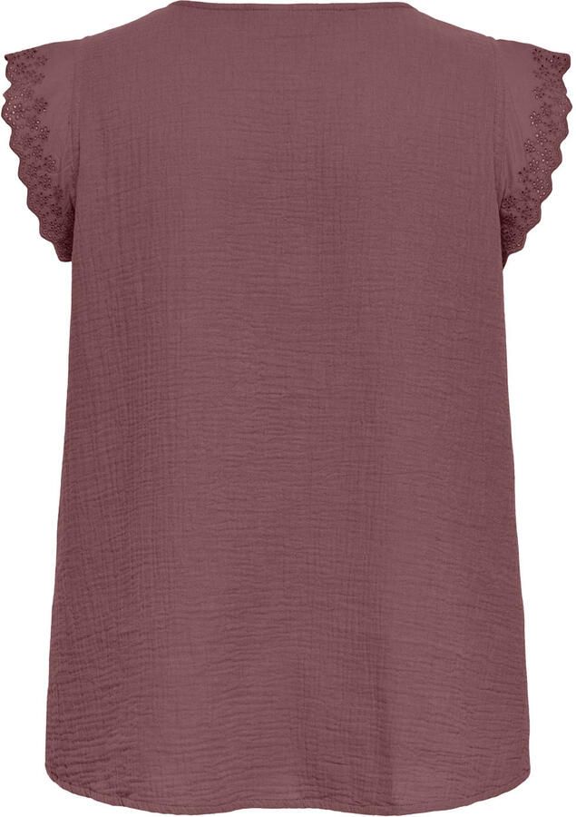 ONLY CARMAKOMA top broderie roodbruin