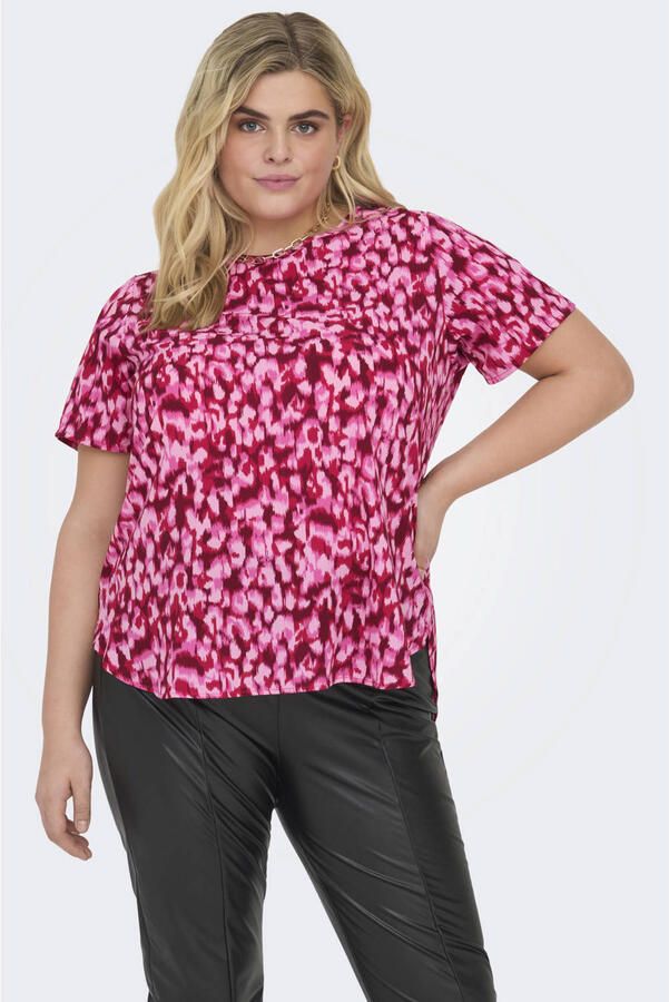 ONLY CARMAKOMA top CARVICA met all over print roze wit - Foto 3