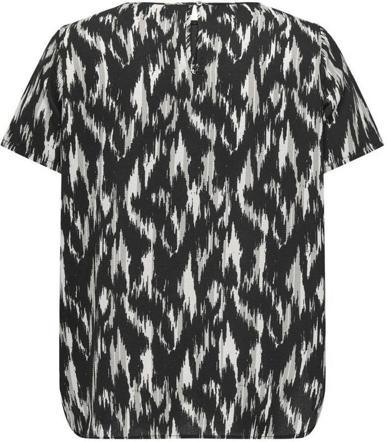 ONLY CARMAKOMA top CARVICA met all over print zwart groen wit - Foto 2
