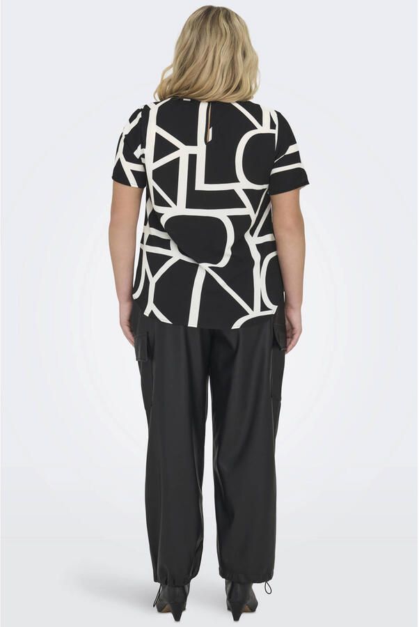 ONLY CARMAKOMA top CARVICA met all over print zwart wit - Foto 2