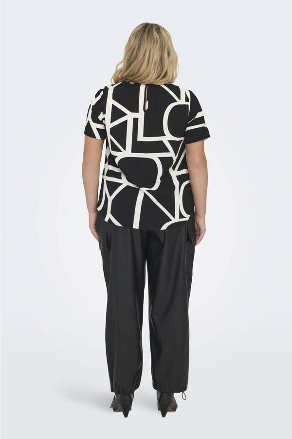 ONLY CARMAKOMA top CARVICA met all over print zwart wit