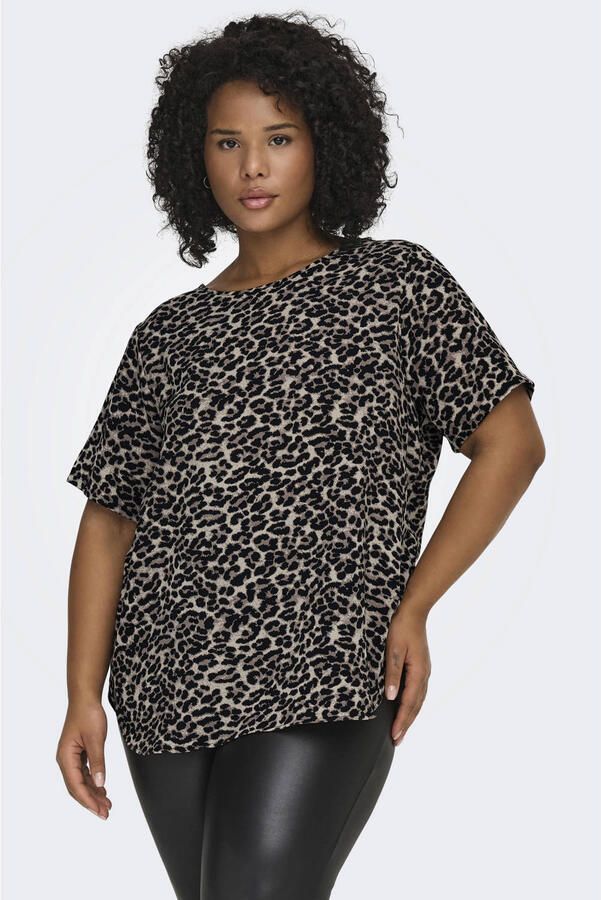 ONLY CARMAKOMA top CARVICA met panterprint grijs bruin zwart - Foto 3