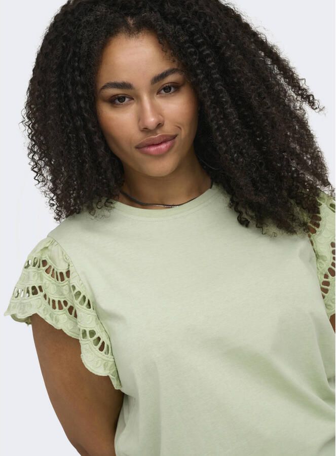 ONLY CARMAKOMA top lichtgroen broderie