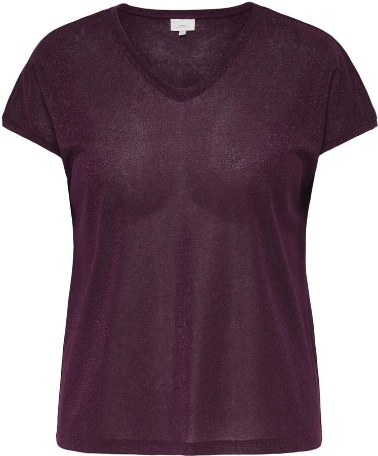 ONLY CARMAKOMA top met glitters Plus Size donkerpaars