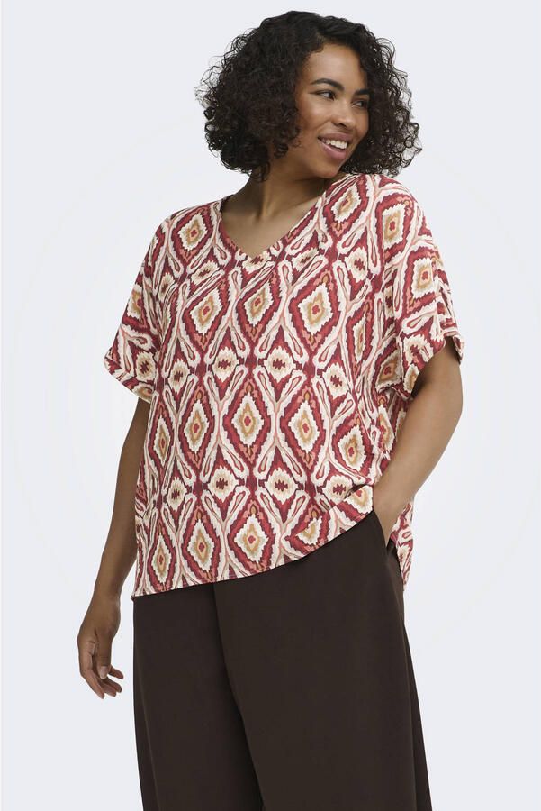 ONLY CARMAKOMA top Plus Size met grafisch rood
