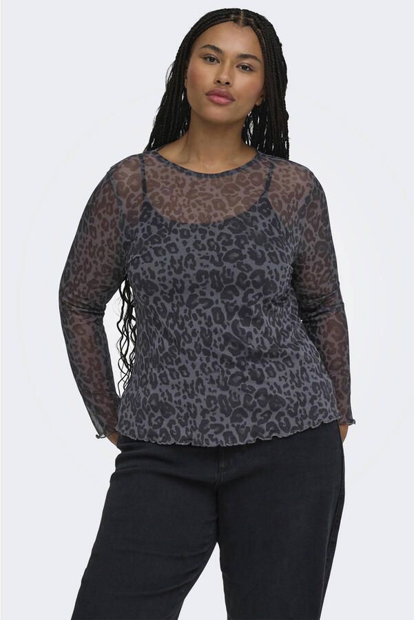 ONLY CARMAKOMA top Plus Size met panterprint zwart