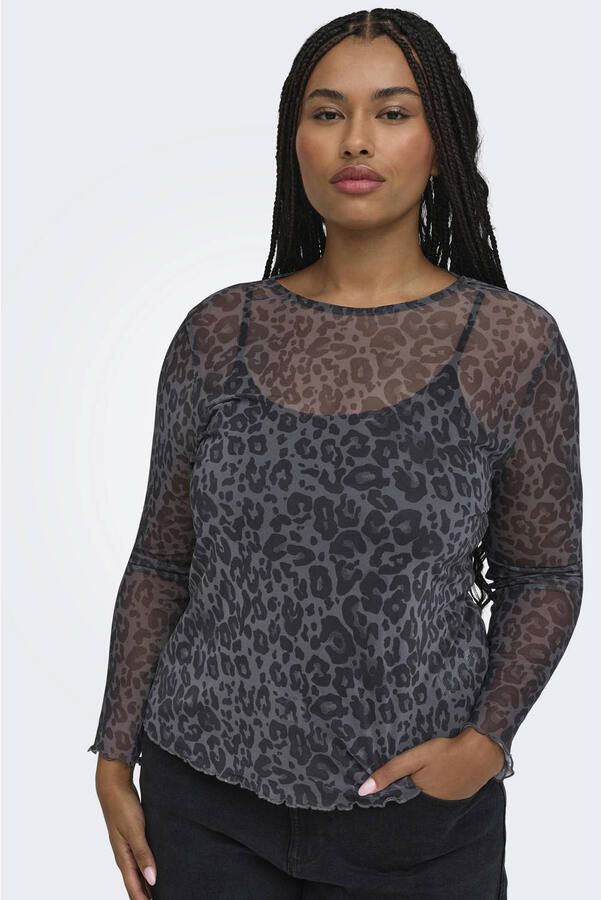 ONLY CARMAKOMA top Plus Size met panterprint zwart - Foto 3