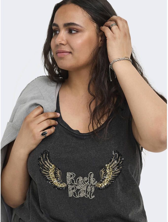ONLY CARMAKOMA top Plus Size met print zwart