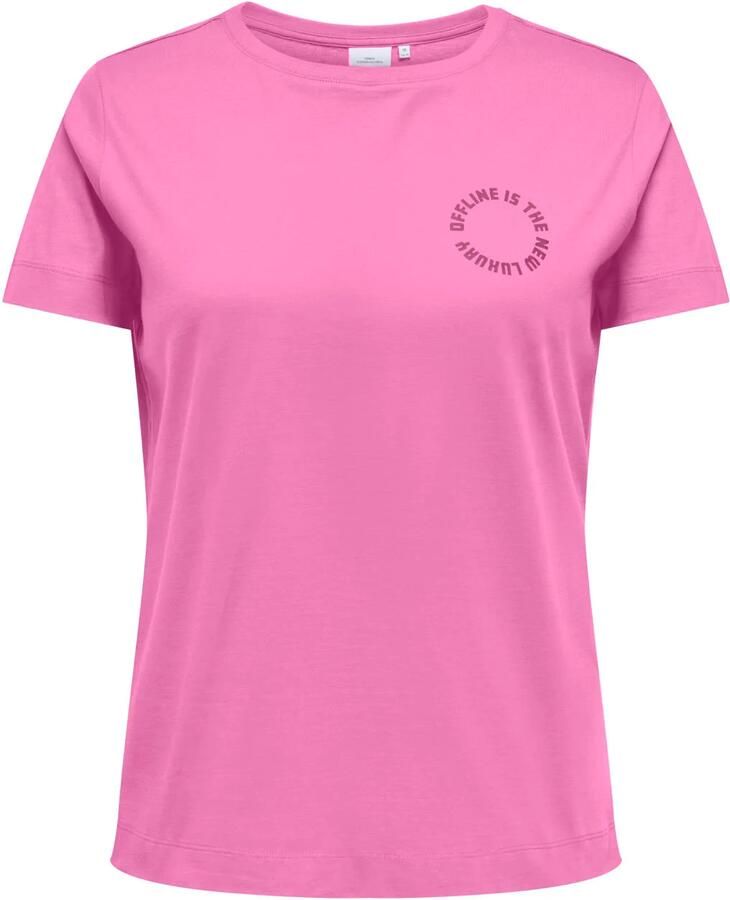 ONLY CARMAKOMA top Plus Size met tekst roze