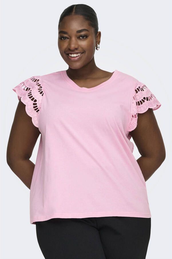 ONLY CARMAKOMA top roze broderie - Foto 3