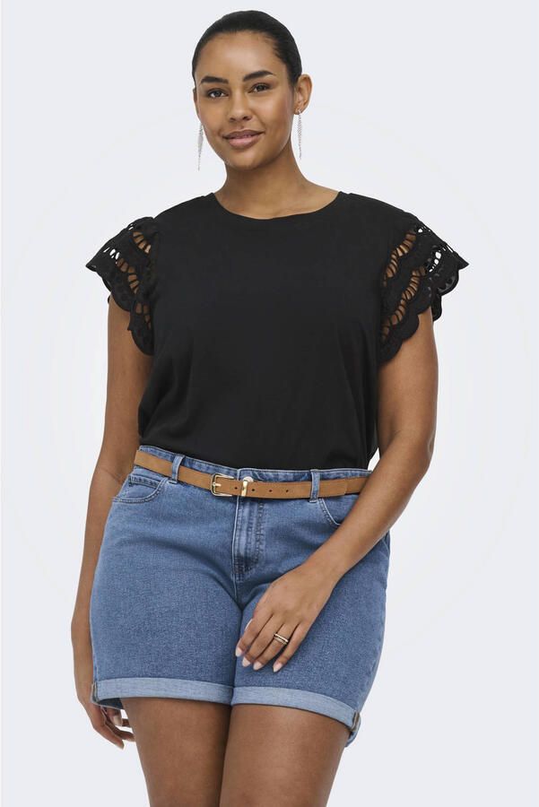 ONLY CARMAKOMA top zwart broderie