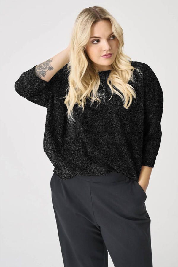 ONLY CARMAKOMA Oversized shirt CARSILVERY GLAMOUR LUREX 3 4 TOP NOOS