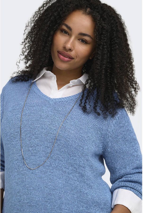 ONLY CARMAKOMA trui blauw gebreid