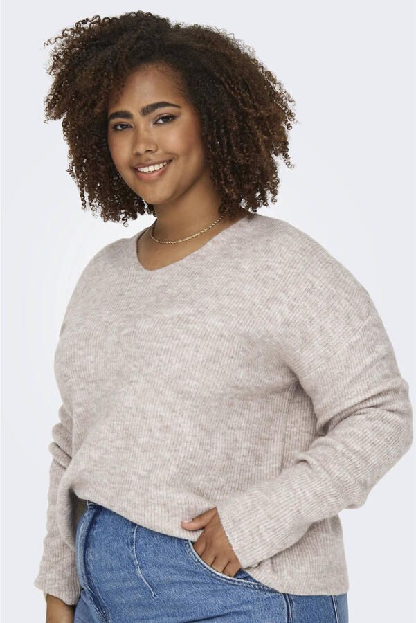 ONLY CARMAKOMA Gebreide trui CARCAMILLA V-NECK L S PULLOVER KNT NOOS
