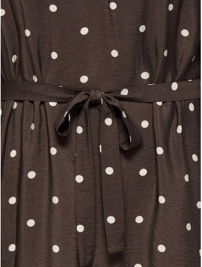 ONLY CARMAKOMA viscose korte jurk Plus Size met stippen donkerbruin - Foto 2