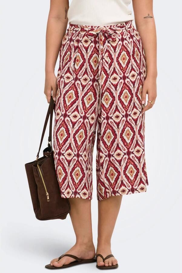 ONLY CARMAKOMA viscose loose fit broek met print Plus Size rood