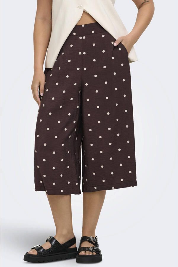 ONLY CARMAKOMA viscose loose fit broek Plus Size donkerbruin