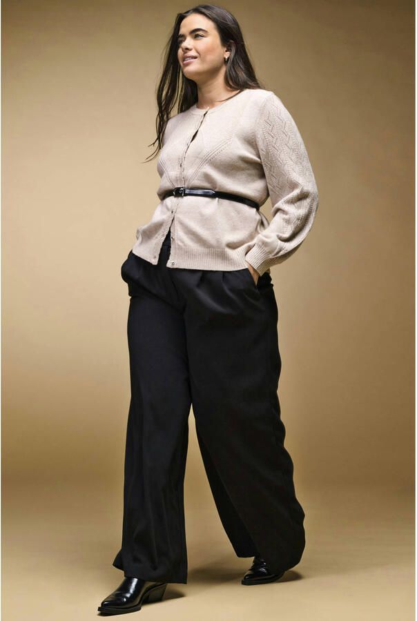 ONLY CARMAKOMA wide leg casual broek zwart