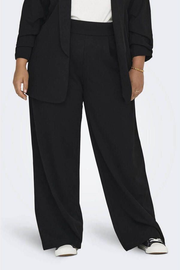 ONLY CARMAKOMA wide leg high waist broek zwart