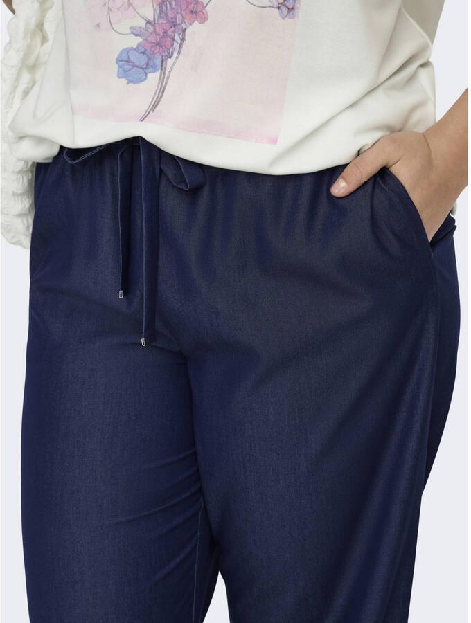 ONLY CARMAKOMA wide leg high waist casual broek dark blue denim