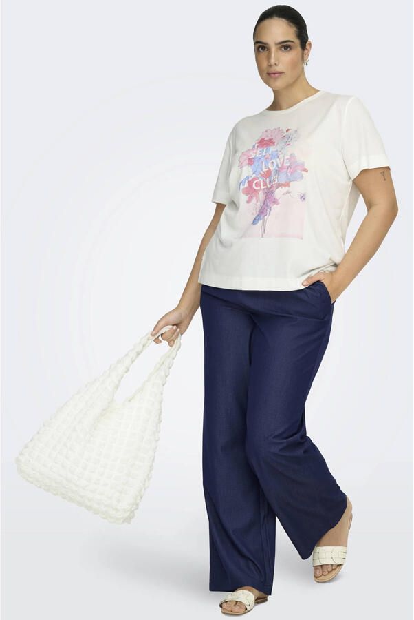 ONLY CARMAKOMA wide leg high waist casual broek dark blue denim - Foto 2