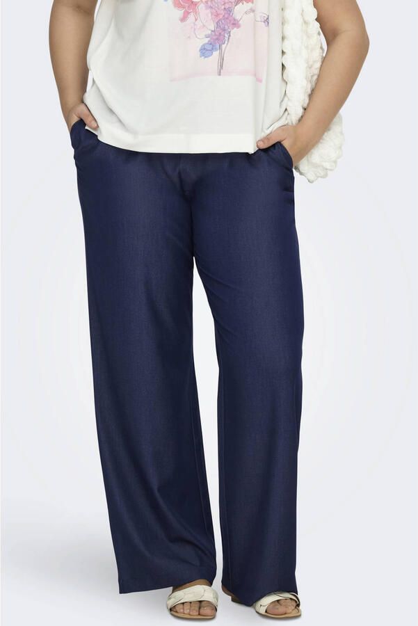 ONLY CARMAKOMA wide leg high waist casual broek dark blue denim - Foto 3