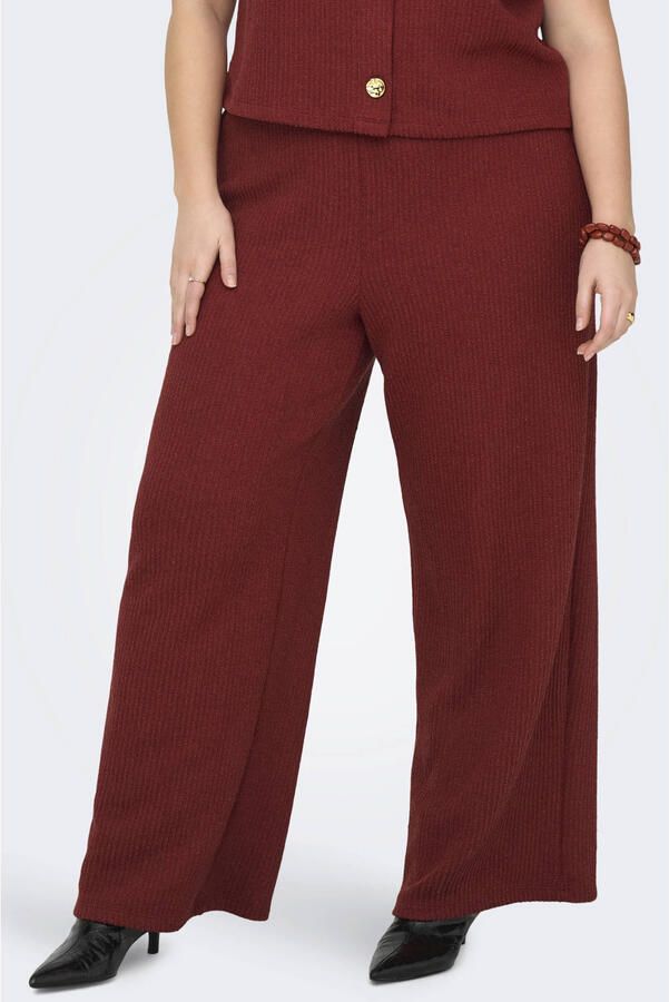 ONLY CARMAKOMA wide leg high waist casual broek rood