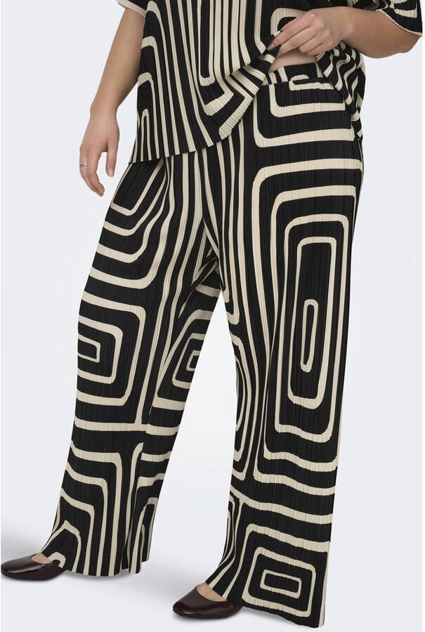 ONLY CARMAKOMA wide leg high waist casual broek zwart