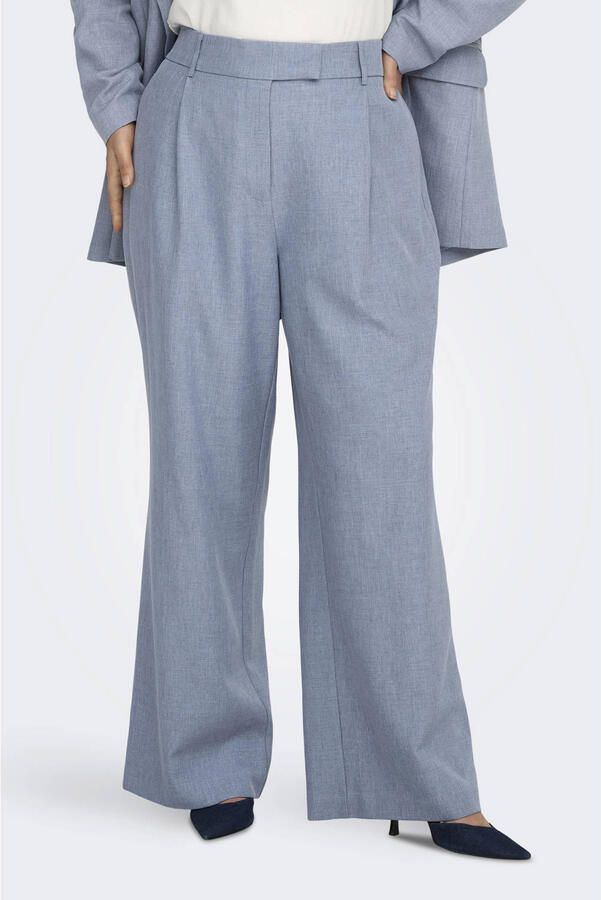 ONLY CARMAKOMA wide leg high waist pantalon blauw