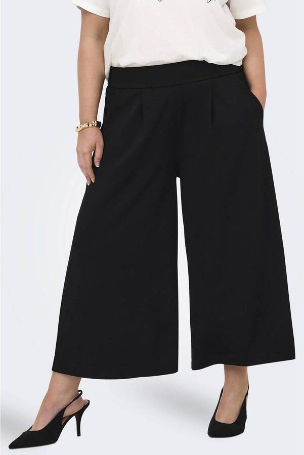 ONLY CARMAKOMA wide leg regular waist casual broek zwart