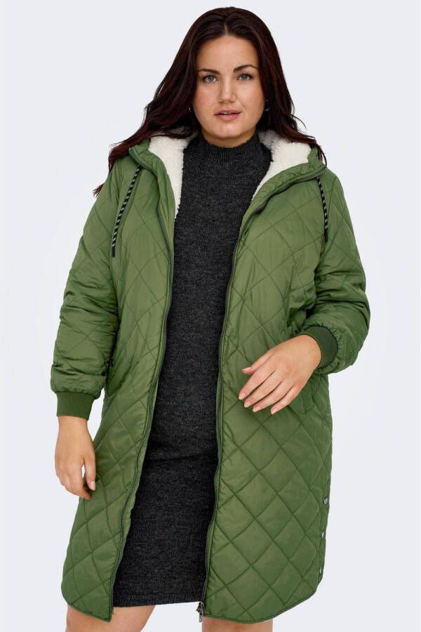 ONLY CARMAKOMA quilted gewatteerde jas CARNEWSANDY groen